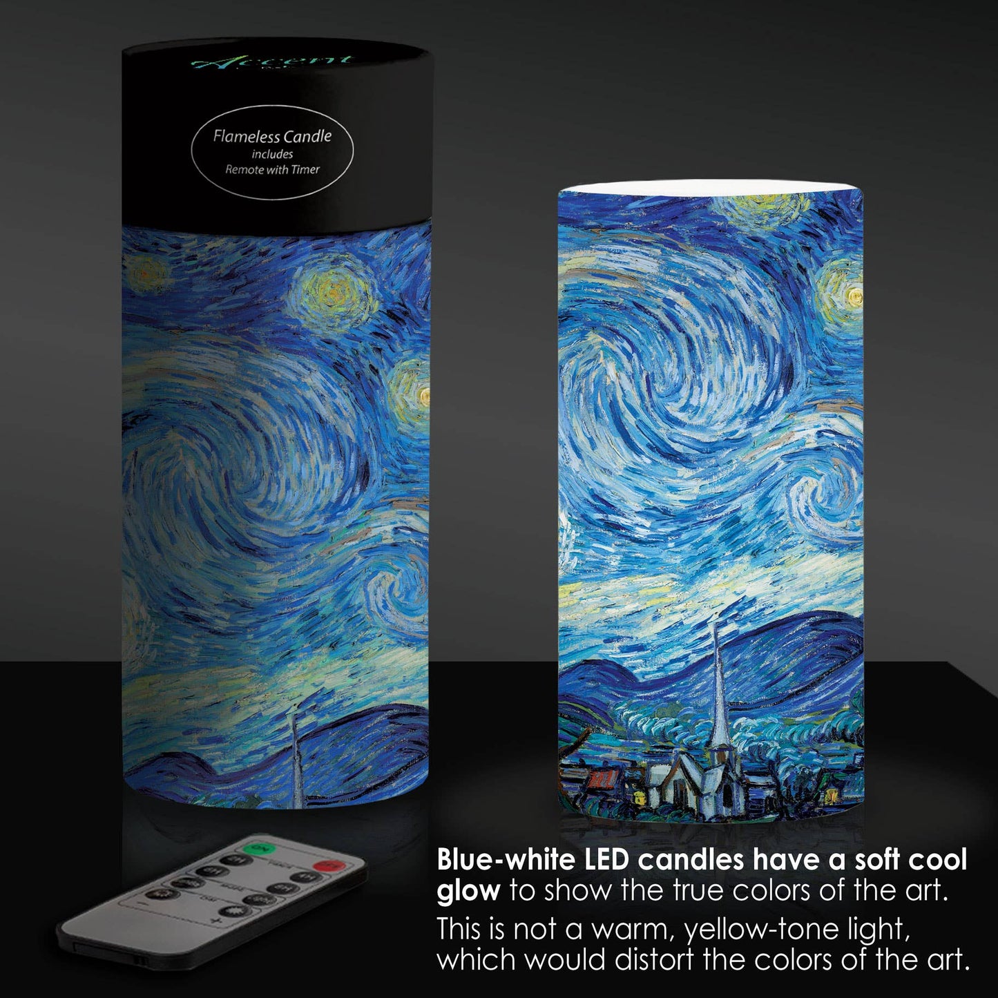 6 in. LED Flameless Wax Candle - van Gogh "Starry Night"