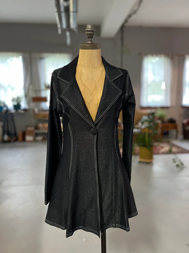 Stretch Denim Jacket Black YA08