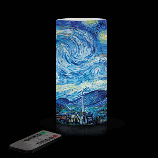 6 in. LED Flameless Wax Candle - van Gogh "Starry Night"