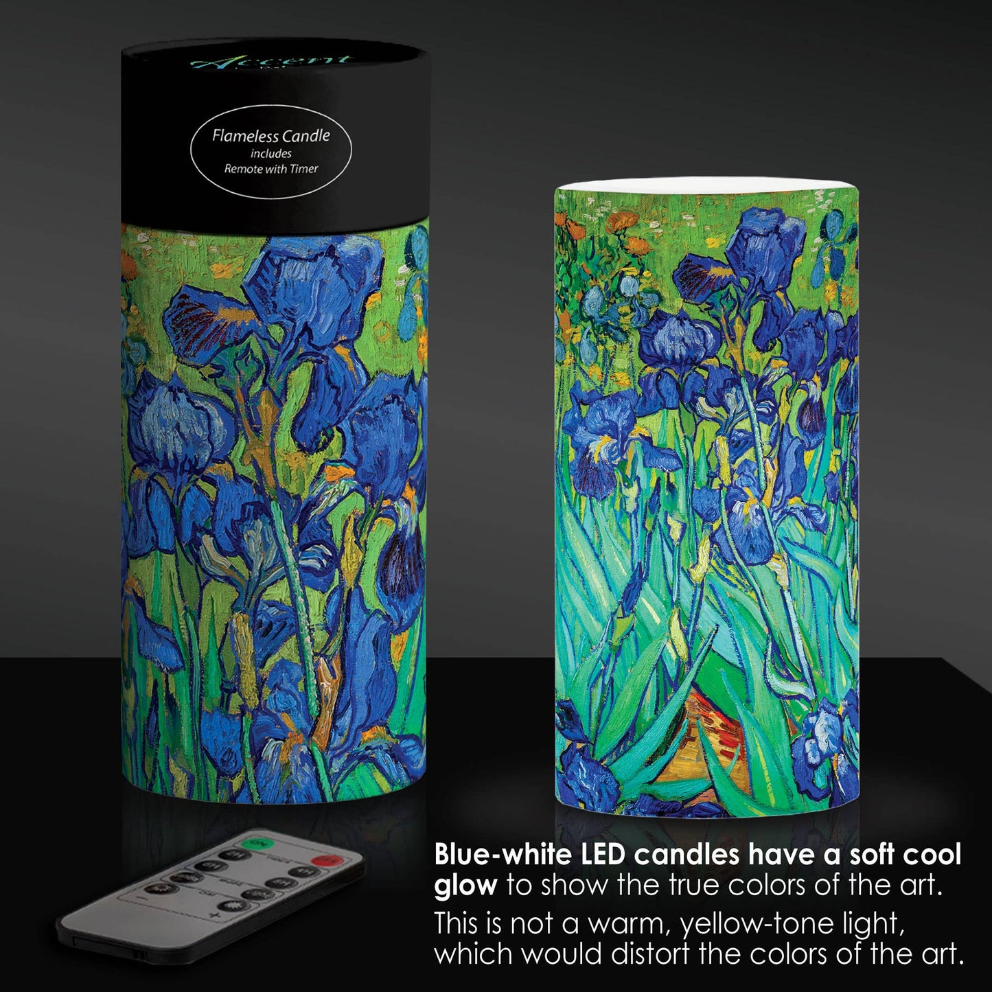 6 in. LED Flameless Wax Candle - van Gogh "Irises"