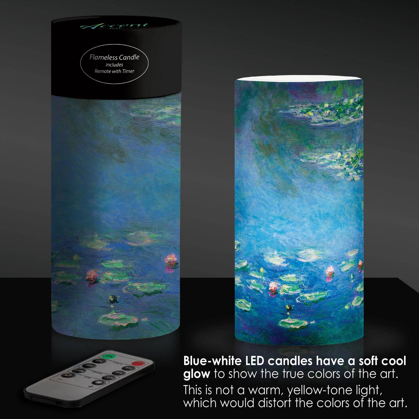 6 in. LED Flameless Wax Candle - Monet "Water Lilies"