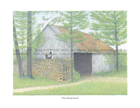 "The Wood Stack" Framed Print