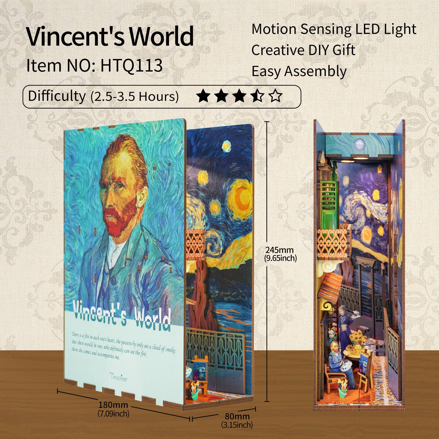 DIY Miniature House Book Nook Kit: Vincent's World