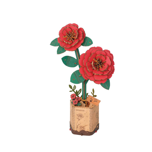 3D Wooden Flower Puzzle: Red Camellia