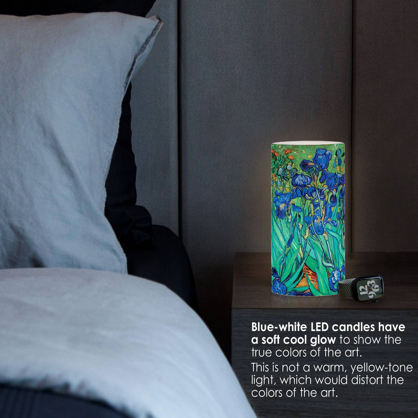 6 in. LED Flameless Wax Candle - van Gogh "Irises"